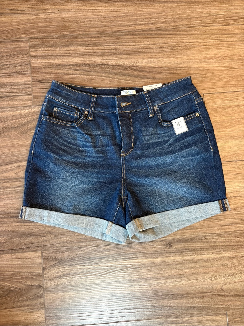 Time and Tru Dark Blue Denim Rolled-Hem Women's Shorts